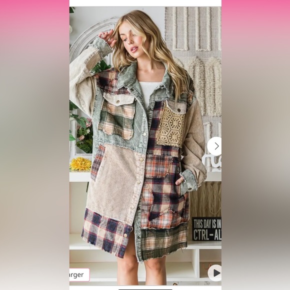 Oli & Hali Jackets & Blazers - Oli & Hali Star Patchwork Mixed Plaid Shacket *WOW*